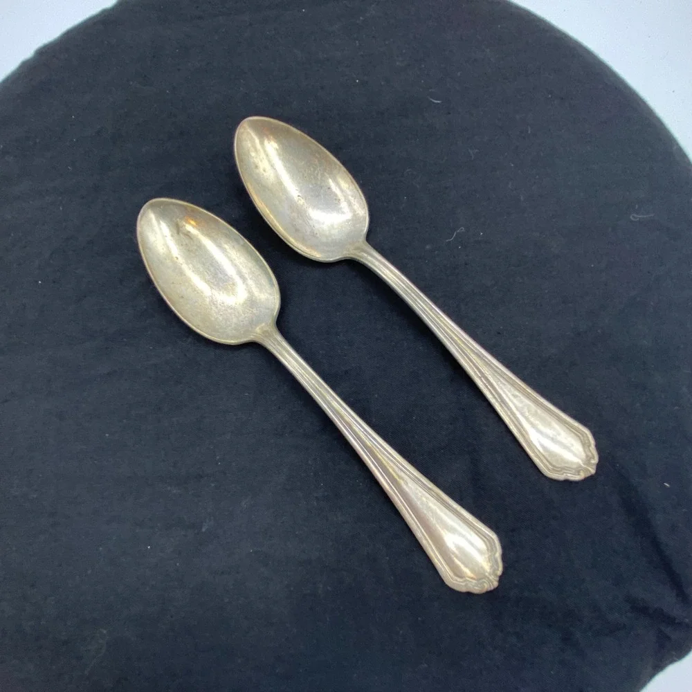 Vintage J. Rogers & Co 6in Teaspoons Silver Plated Anchor XII Set of 2 Silver